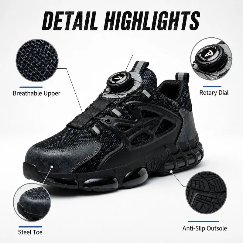 Men's Steel Toe Safety Work Sneakers | Lightweight & Breathable Safety Work Shoes QXL