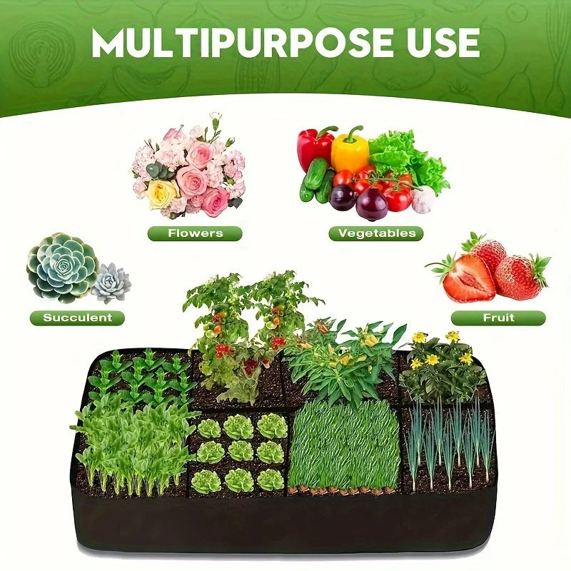 Extra Large 8-Grid Raised Garden Bed | Plant Fiber Planter Box Raised Garden Bed QXL