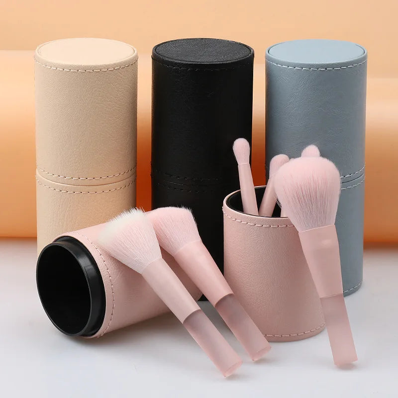 Mini PU Leather Makeup Brush Holder & Cosmetic Storage Bucket Makeup Brush Holder QXL