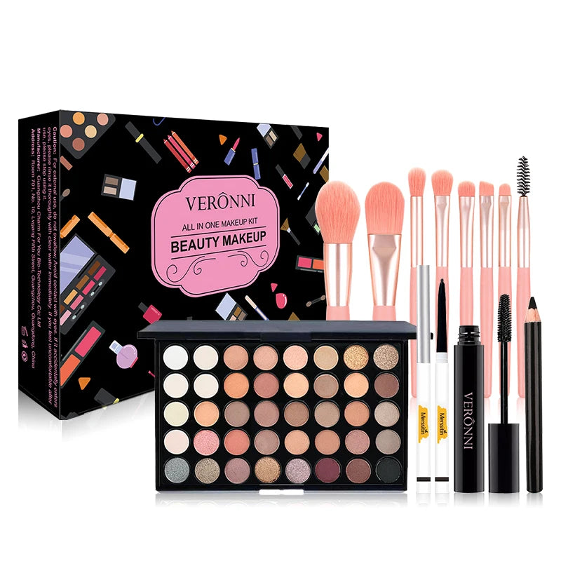 40-Color Eyeshadow Palette Set with Brushes | Beginner Kit Eyeshadow Palette Set QXL 01