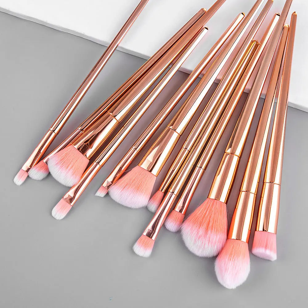 12-Piece Rose Gold Makeup Brush Set | Face & Eye Tools Makeup Brush Set QXL