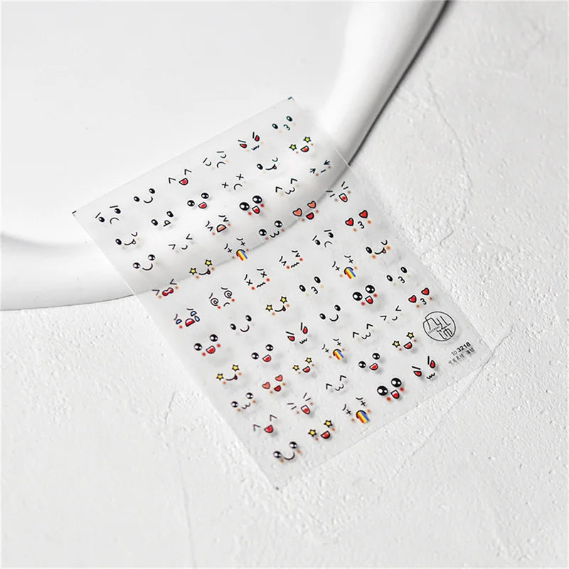5D Kawaii Cartoon Face Nail Art Stickers | Japanese Decals Nail Art Stickers QXL