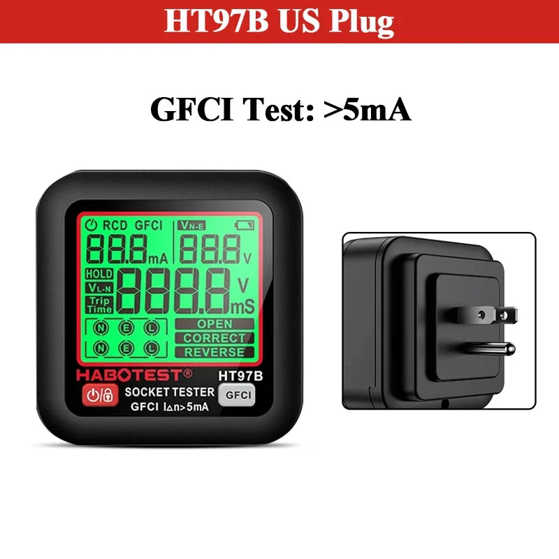 Digital Socket Tester EU/UK/US | Outlet Wiring & RCD Checker Socket Outlet Tester QXL HT97B