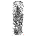 Full-Arm Black & White Sketch Temporary Tattoo Stickers