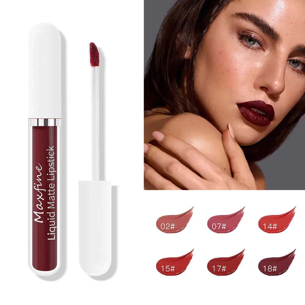 MAXFINE Matte Liquid Lipstick | Waterproof Long-Lasting Lip Gloss Matte Liquid Lipstick QXL