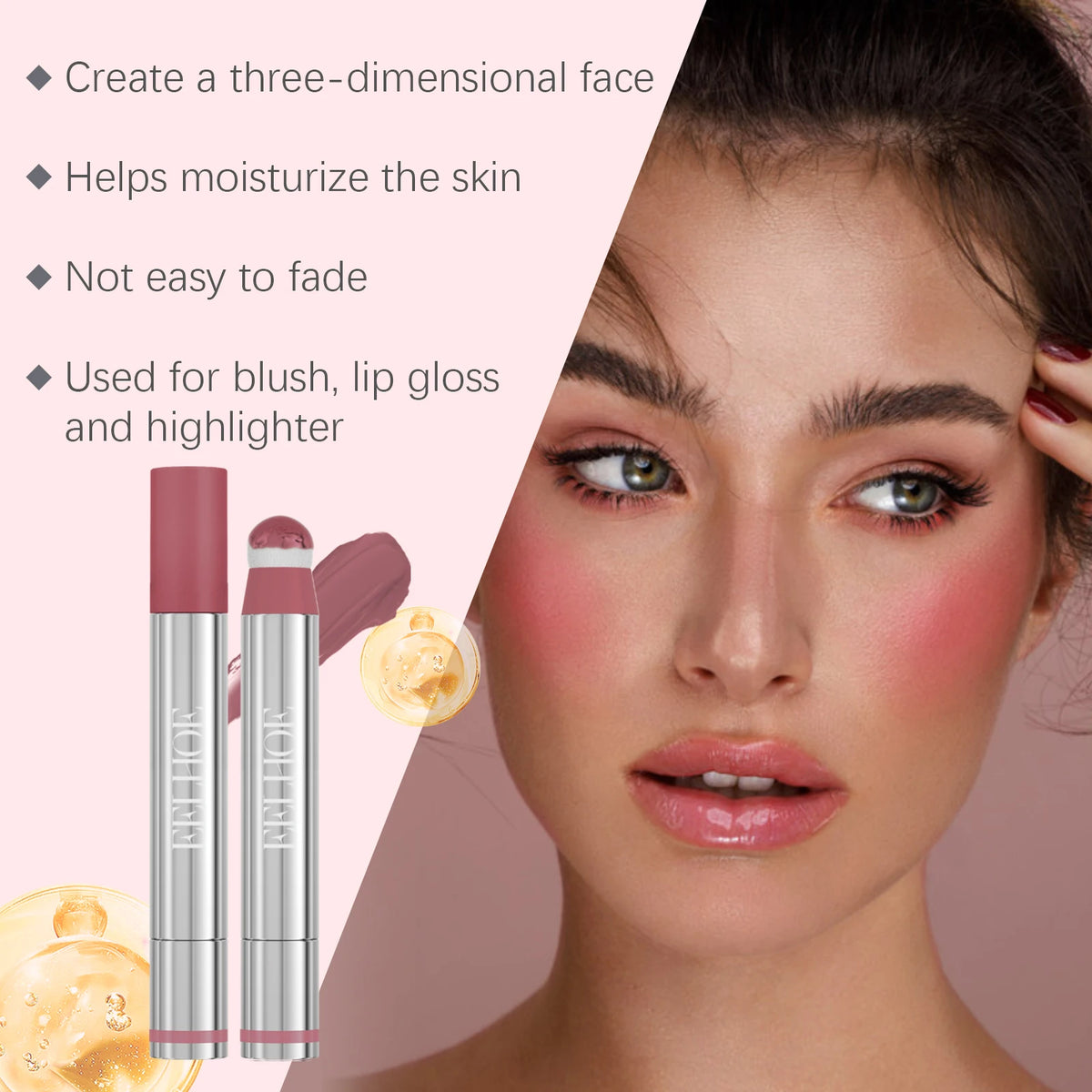 Eelhoe Liquid Blush Stick | Velvet Matte 2-in-1 Lip & Cheek Liquid Blush Stick QXL
