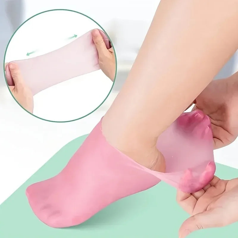 2-Pack Silicone Moisturizing Foot Sleeves | Overnight Heel Care Moisturizing Foot Sleeves QXL