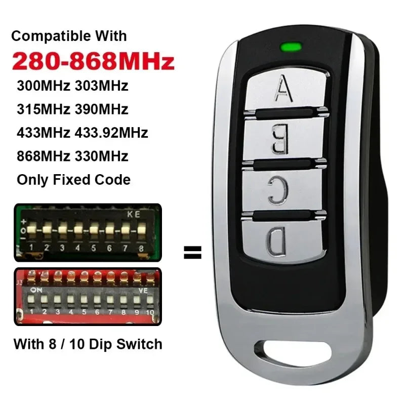 Multi-Frequency 280–868MHz Universal Garage Door Remote Universal Remote Control QXL