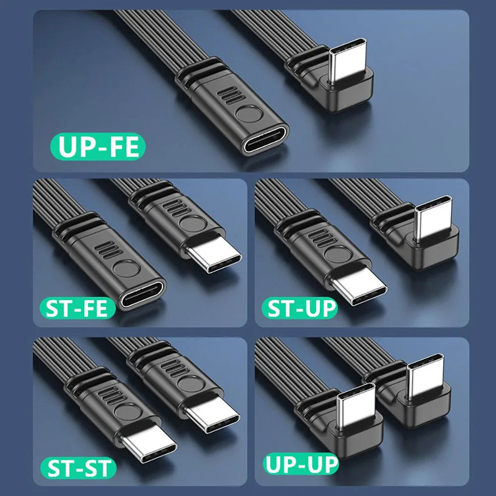 USB-C Extension Cable 45W 480Mbps | 90° Elbow | 10–50cm USB-C Extension Cable QXL