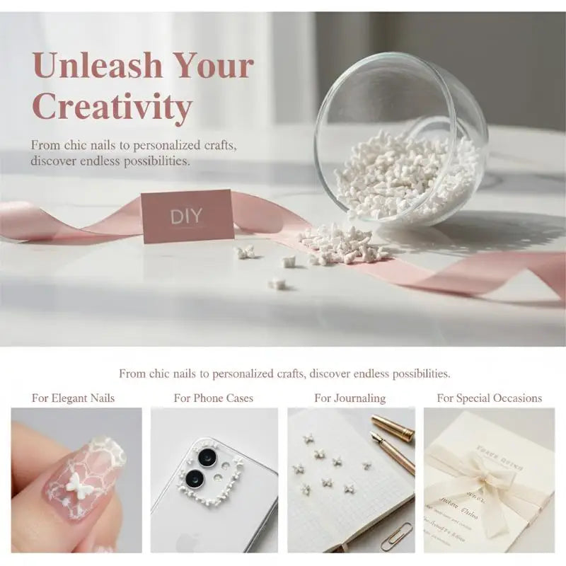 50-Pack 3D Bowknot Resin Nail Art Charms | DIY Manicure Nail Art Charms QXL