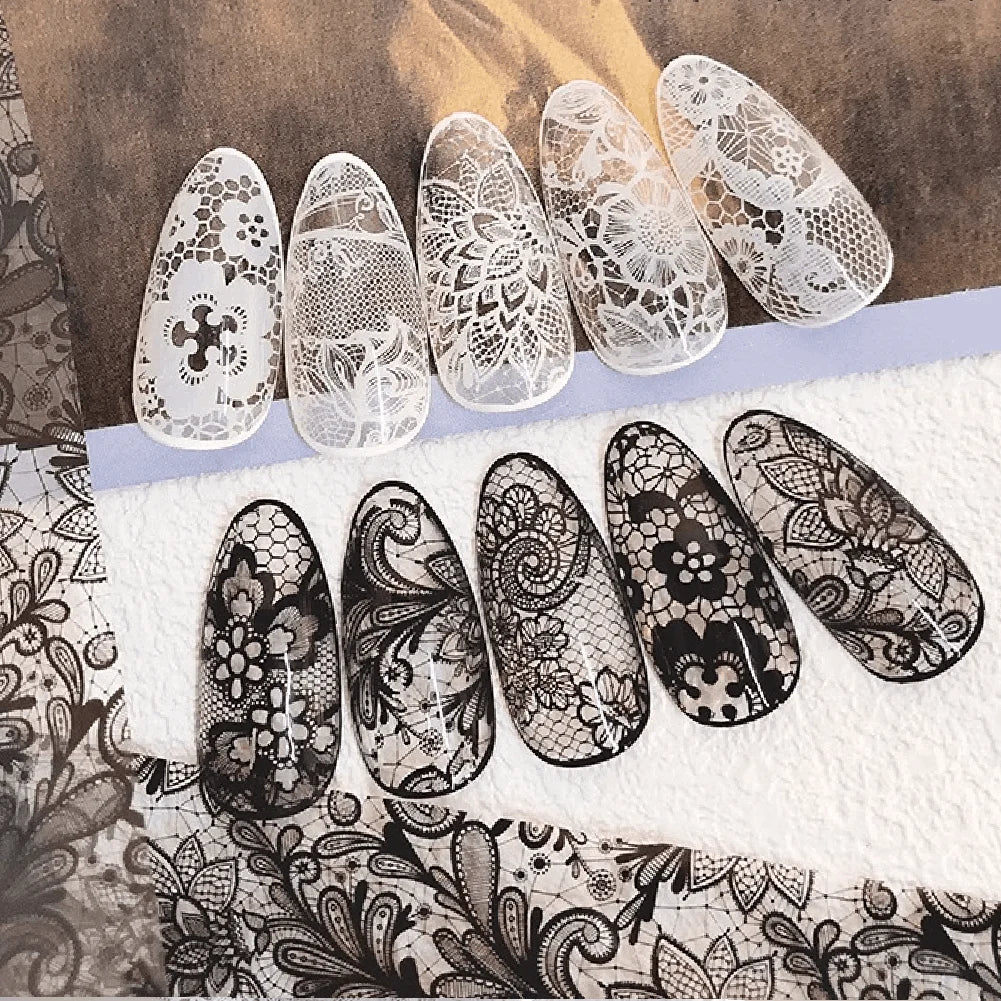 10-Roll Lace Nail Transfer Foils | Flower Pattern Sticker Set Nail Transfer Foils QXL