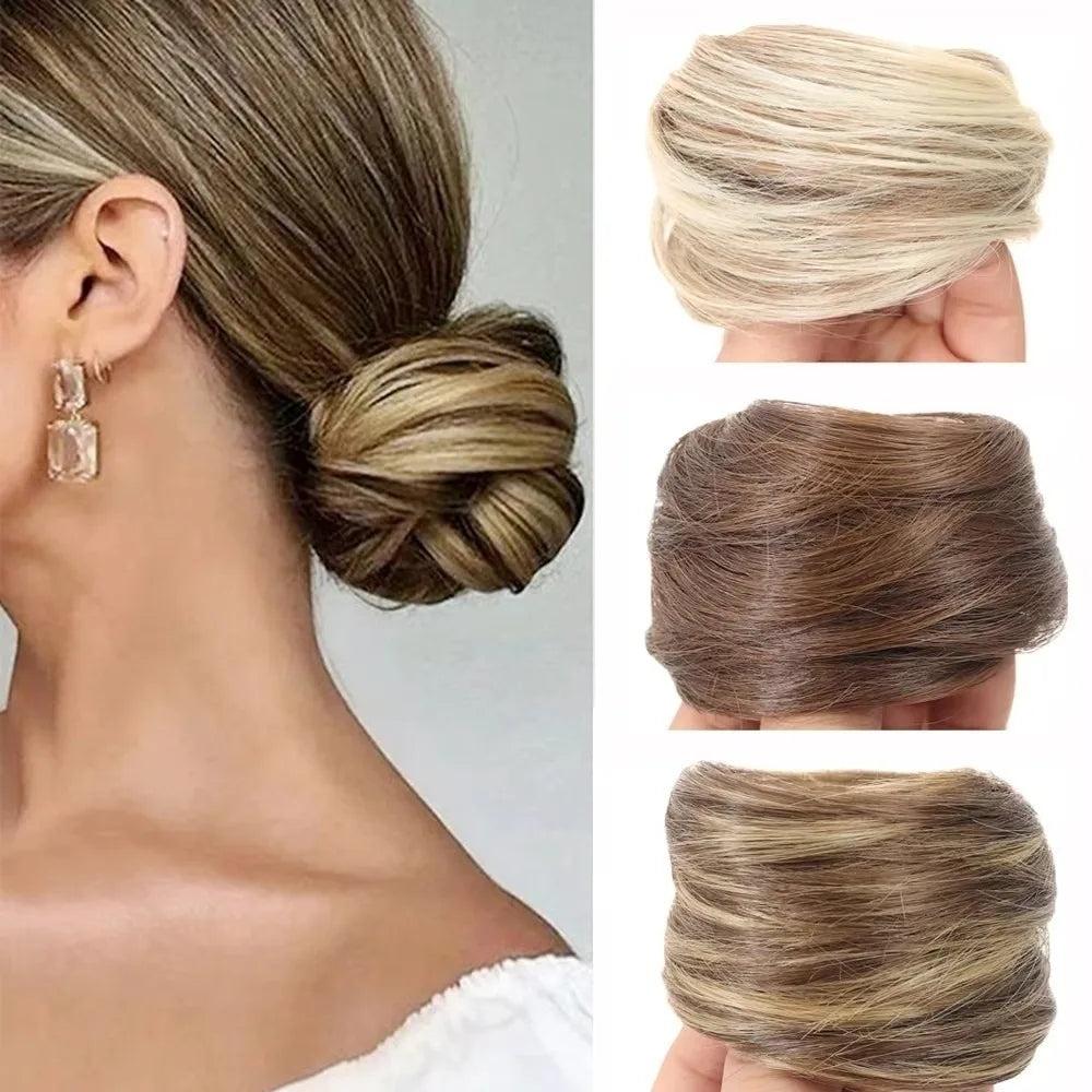 Fluffy Messy Bun Scrunchie | Synthetic Donut Hair Updo Hair Bun Scrunchie QXL