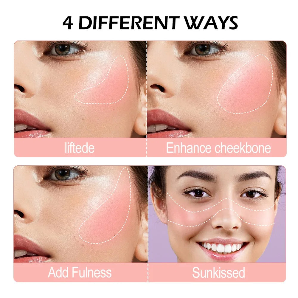 3-Color Matte Blush & Contour Palette | Long-Lasting Natural Glow Blush Contour Palette QXL