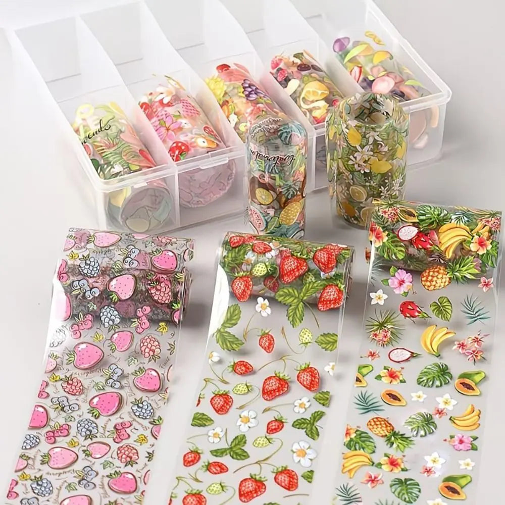 Fruit & Flower Nail Art Foil Stickers | Lemon Strawberry Decals Nail Art Stickers QXL