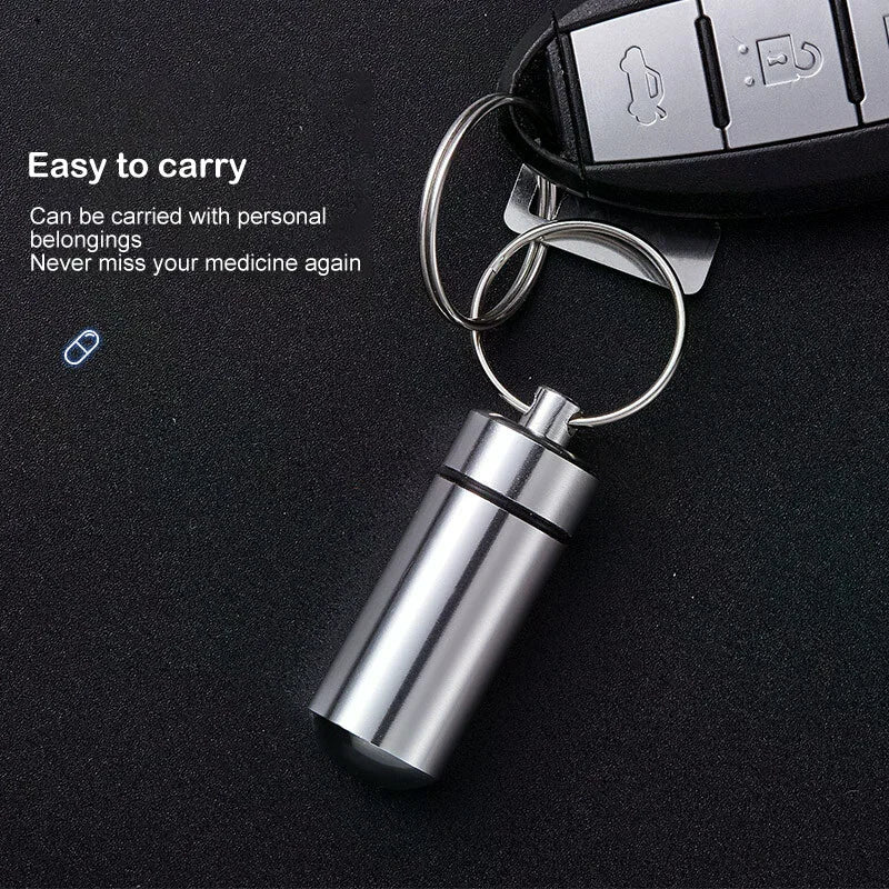 Waterproof Aluminum Keychain Pill Case | Travel Medicine Holder Keychain Pill Case QXL