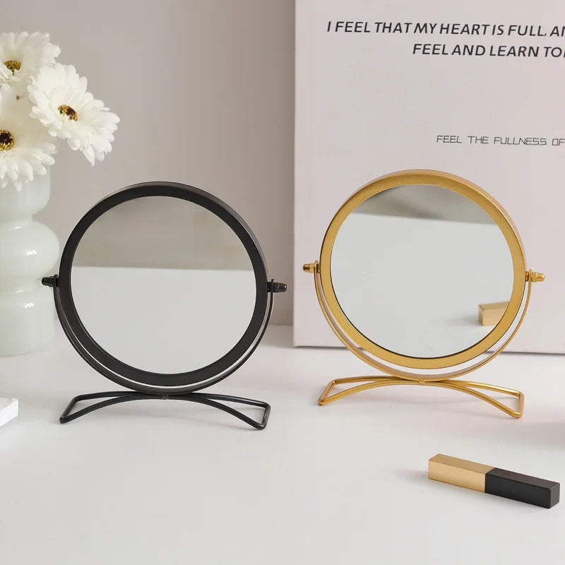 360° Rotatable Desktop Vanity Mirror | Iron Frame Makeup Mirror Vanity Makeup Mirror QXL