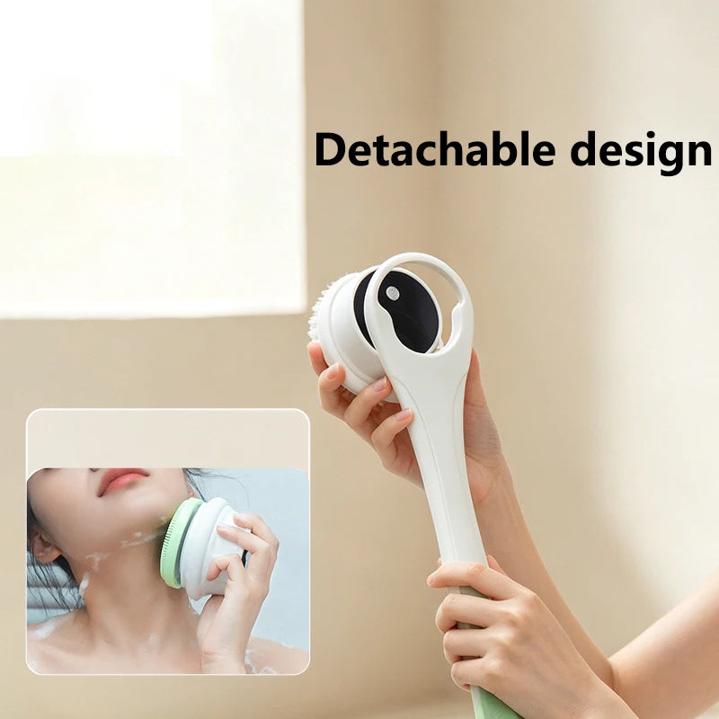Electric Bath Brush 5 Heads IPX6 Waterproof Long Handle Scrubber Electric Bath Brush QXL