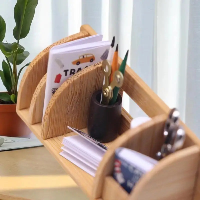Dollhouse Miniature Bookshelf & Stationery Rack | 1:12 Scale Dollhouse Accessory QXL