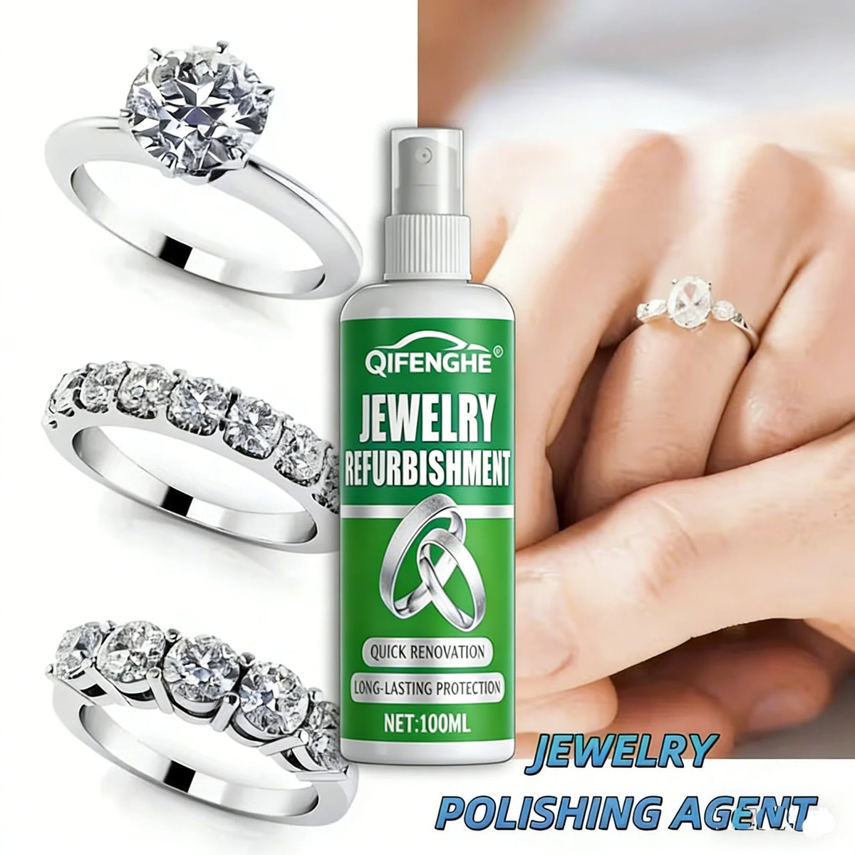 Jewelry Refurbishment Spray 100ml | Quick Cleaner & Restorer Jewelry Cleaner Spray QXL