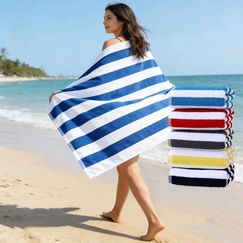 Striped Beach Towel 76x180cm – Quick-Dry & Absorbent Beach Towel QXL