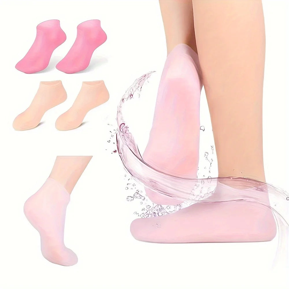 2-Pack Silicone Gel Moisturizing Spa Socks | Foot Care Moisturizing Spa Socks QXL