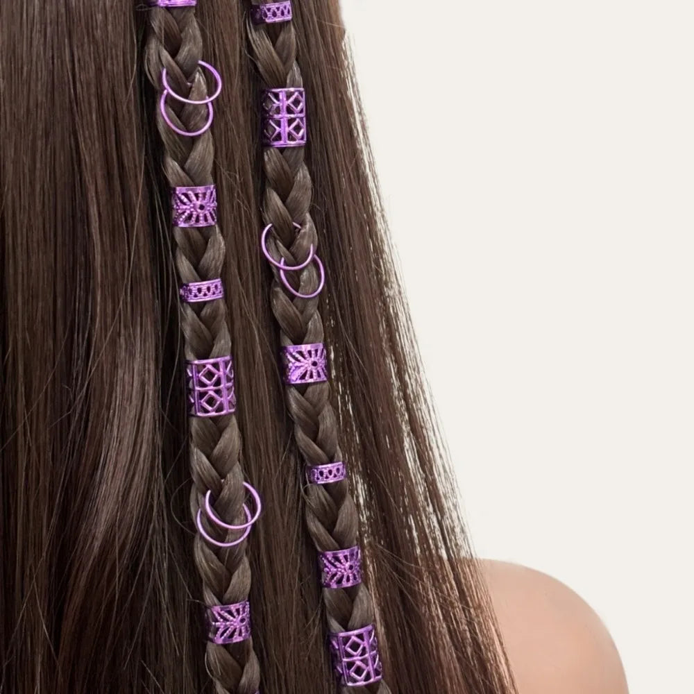 80-Pack Purple Dreadlock Beads | Hair Rings for Braids & Locs Dreadlock Hair Beads QXL