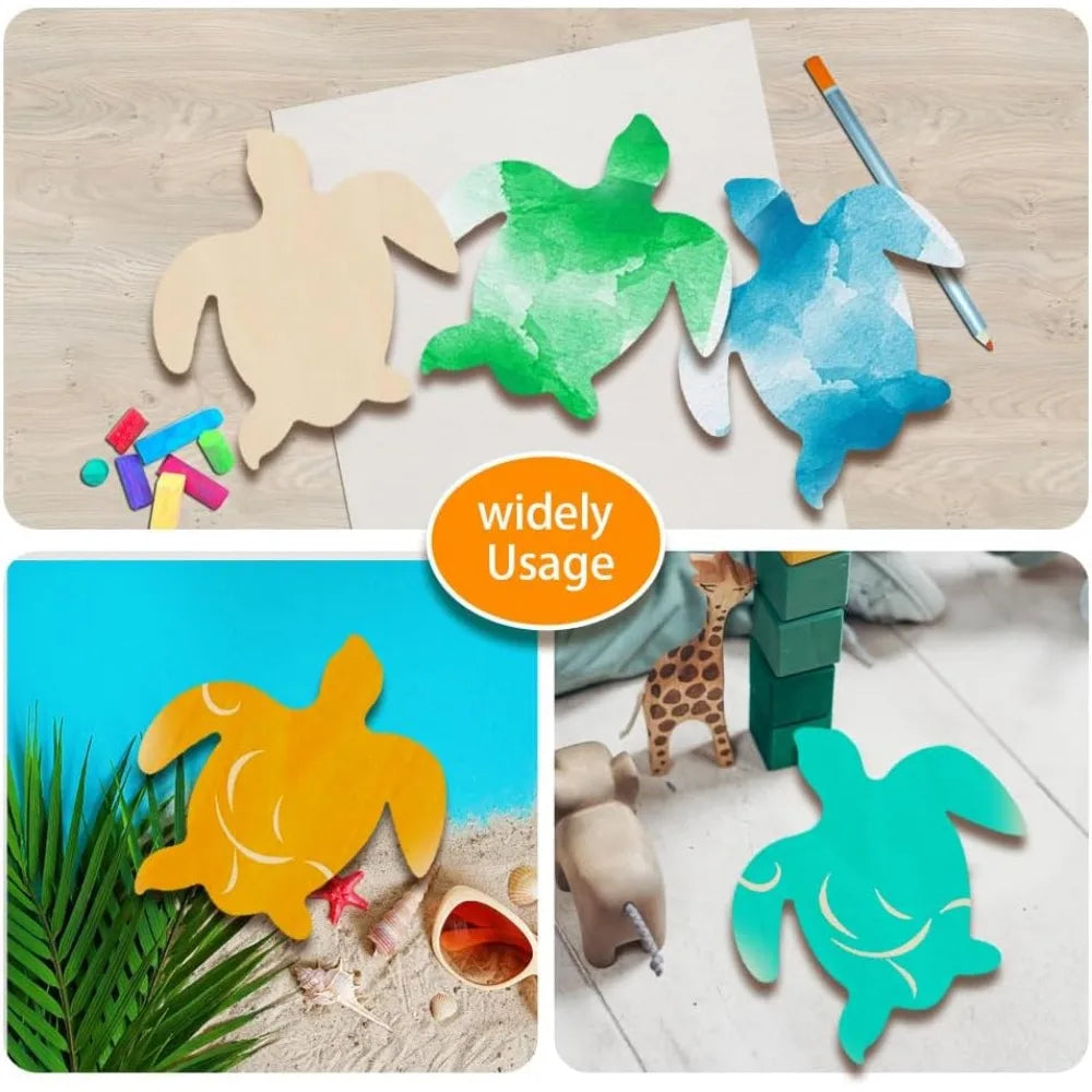 3-Pack Unfinished Sea Turtle Wooden Cutouts – DIY Beach Craft Wooden Craft Cutouts QXL
