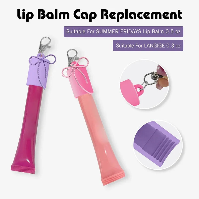 Silicone Lip Gloss Keychain Holder with Bow Pendant | 1 Pc Lip Gloss Keychain Holder QXL