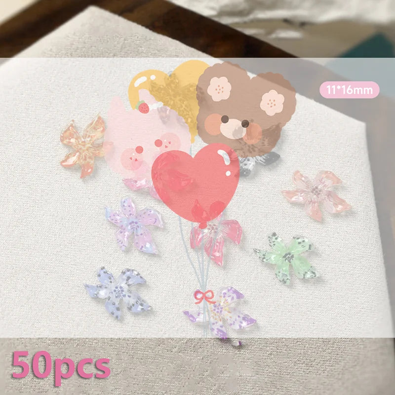 50-Pc 3D Resin Lily Flower Nail Charms | Ice Transparent DIY Nail Art Charms QXL Default Title