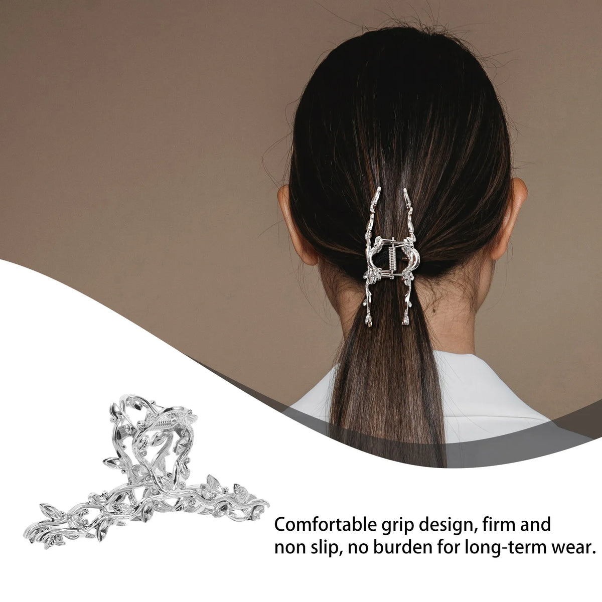 2-Pack Leaf Rhinestone Hair Claw Clips | Crystal Alloy Bun Grip Rhinestone Hair Clips QXL