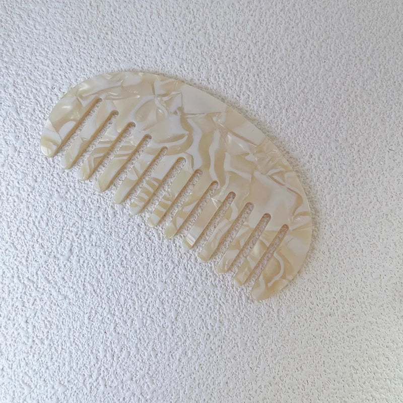 Acetate Wide Tooth Hair Comb | Retro Korean Style for Women Wide Tooth Hair Comb QXL 1 beige