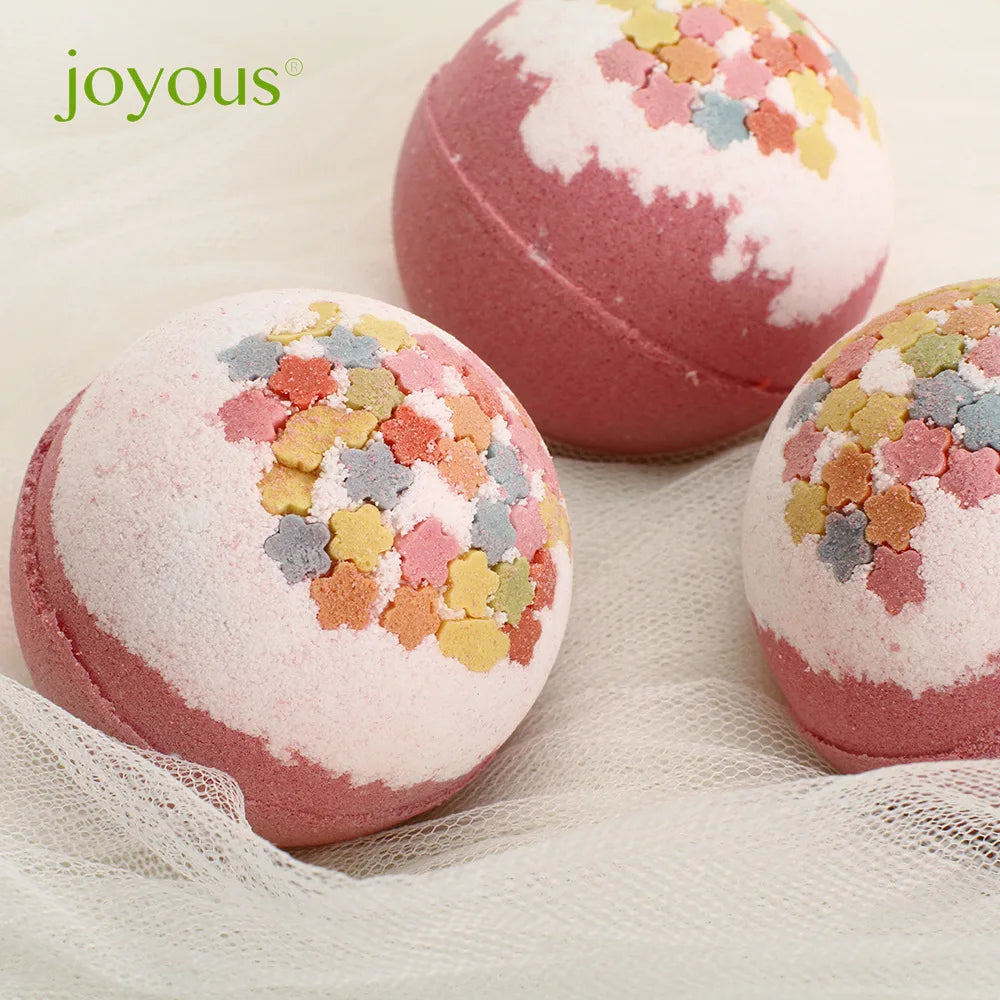 Joyous Floral Bath Bomb with Rose Oil & Bath Bag | 100g Floral Bath Bomb QXL