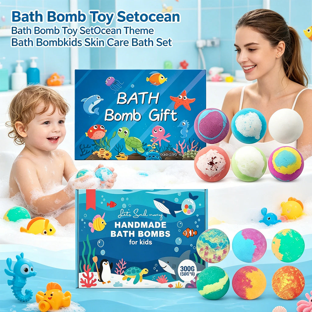 Ocean Theme Kids Bath Bomb Set | Bubble & Moisturizing 300g Kids Bath Bomb Set QXL