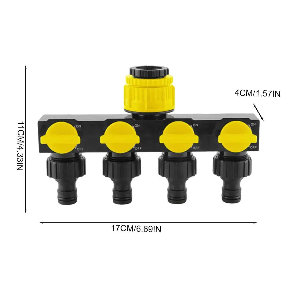 4-Way Garden Hose Splitter | 1 In 4 Out Water Divider & Valves Garden Hose Splitter QXL