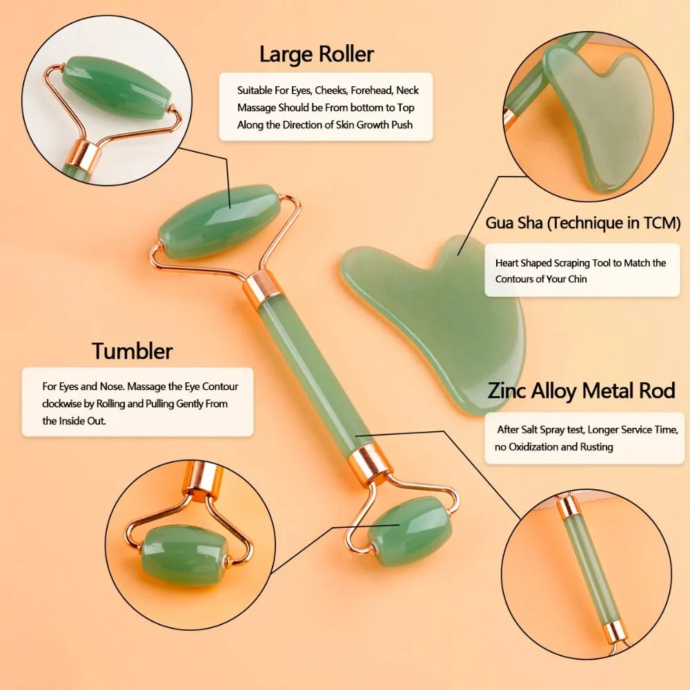 Resin Face Roller & Gua Sha Board Set | Facial Massage Tool Face Roller Set QXL