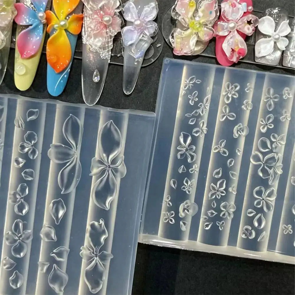 3D Flower Silicone Nail Art Mold | Bowknot Carving Template Nail Art Mold QXL