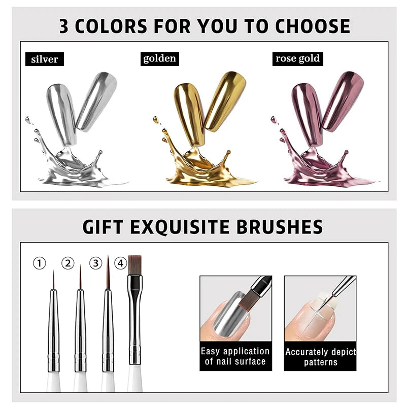 VERONNI Metallic Gel Nail Polish 5ml | Gold Silver Rose Gold Gel Nail Polish QXL