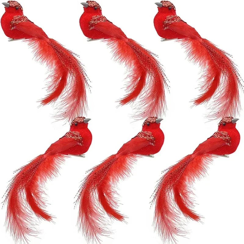 3-Pack Clip-On Cardinal Bird Ornaments | Christmas Tree Decor Christmas Bird Ornament QXL