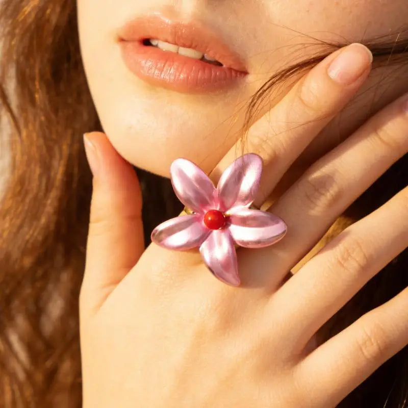 Bohemian Vintage Enamel Flower Adjustable Ring for Women Fashion Ring QXL