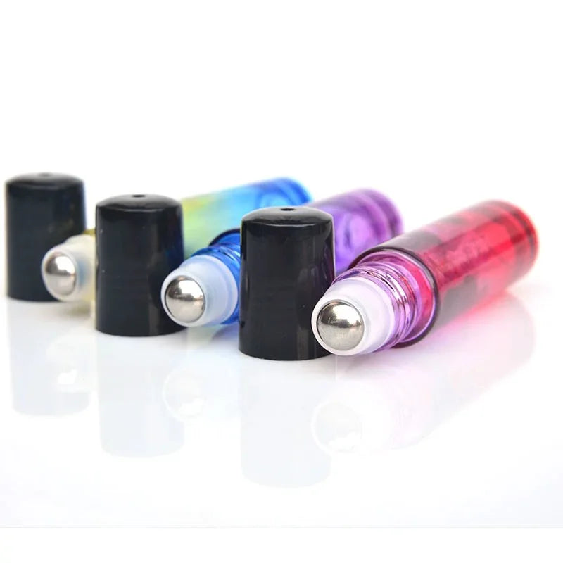 5-Pack 10ml Gradient Glass Roller Bottles for Essential Oils Glass Roller Bottles QXL
