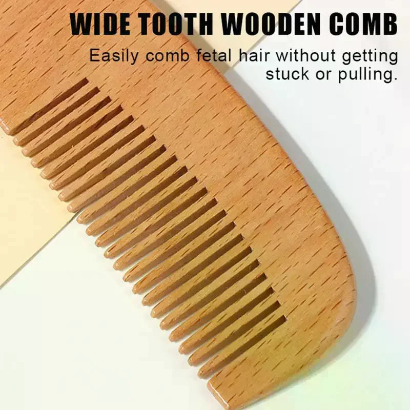 Baby Beech Wood Cushion Comb & Wool Brush Set | 2/3 Pcs Baby Grooming Set QXL