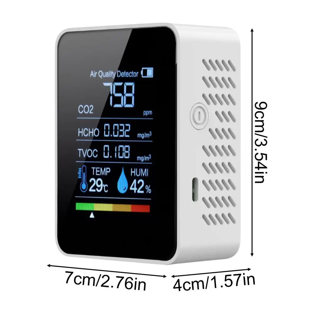 5-in-1 Digital Air Quality Monitor | CO2 TVOC HCHO Detector Air Quality Monitor QXL A