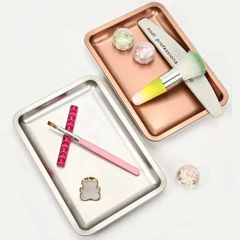 Square Stainless Steel Nail Art & Cosmetic Tool Tray Nail Art Tool Tray QXL