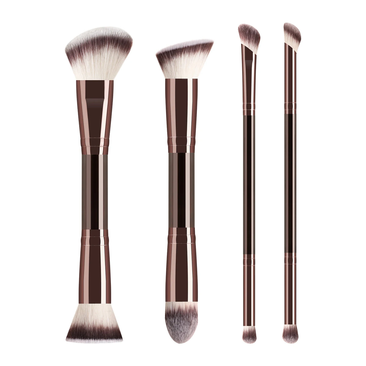 Ronshadow 4-Pc Double-Ended Makeup Brush Set | Face & Eye Makeup Brush Set QXL Coffee