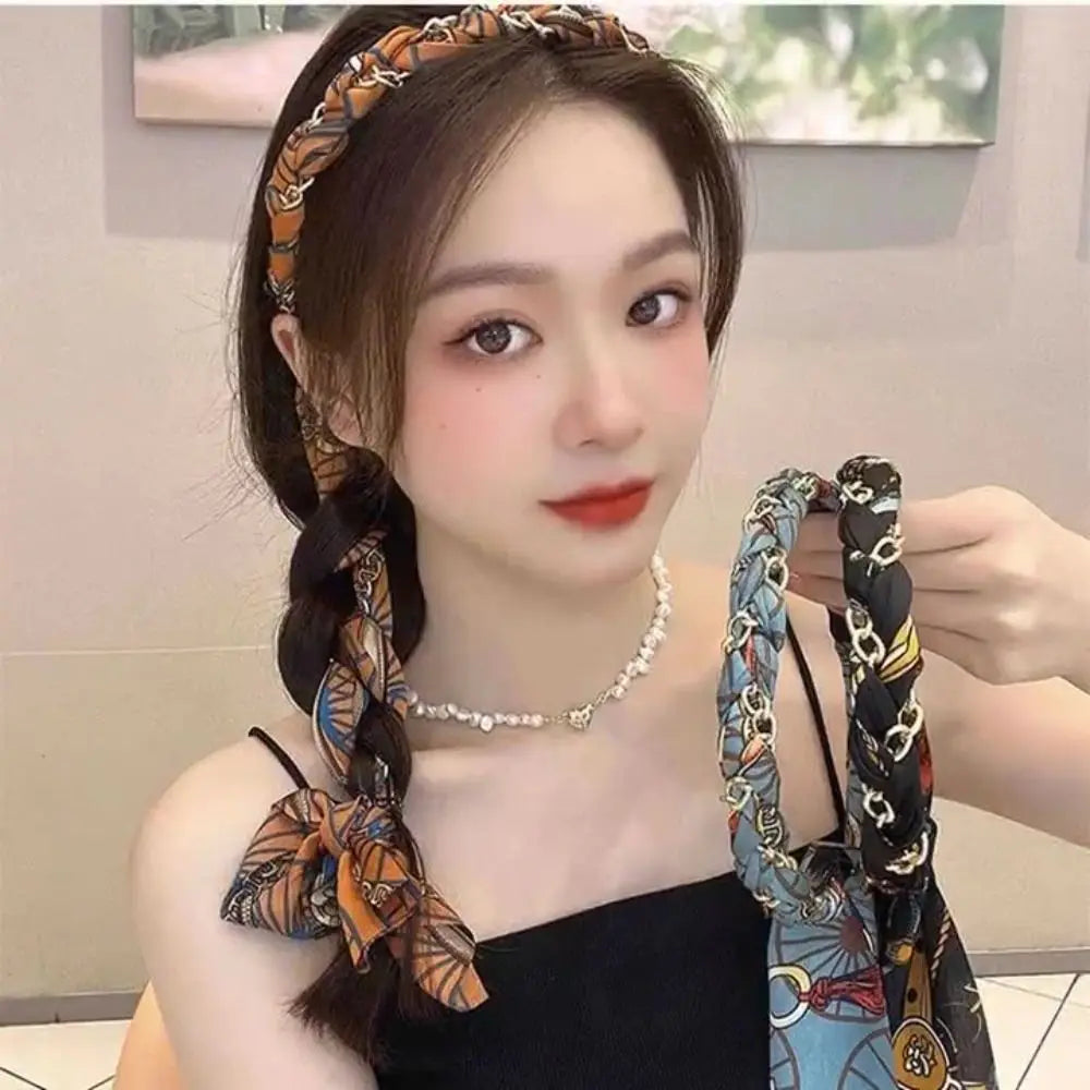 Retro Satin Hair Band – Non-Slip Bow Headband for Women Satin Hair Headband QXL