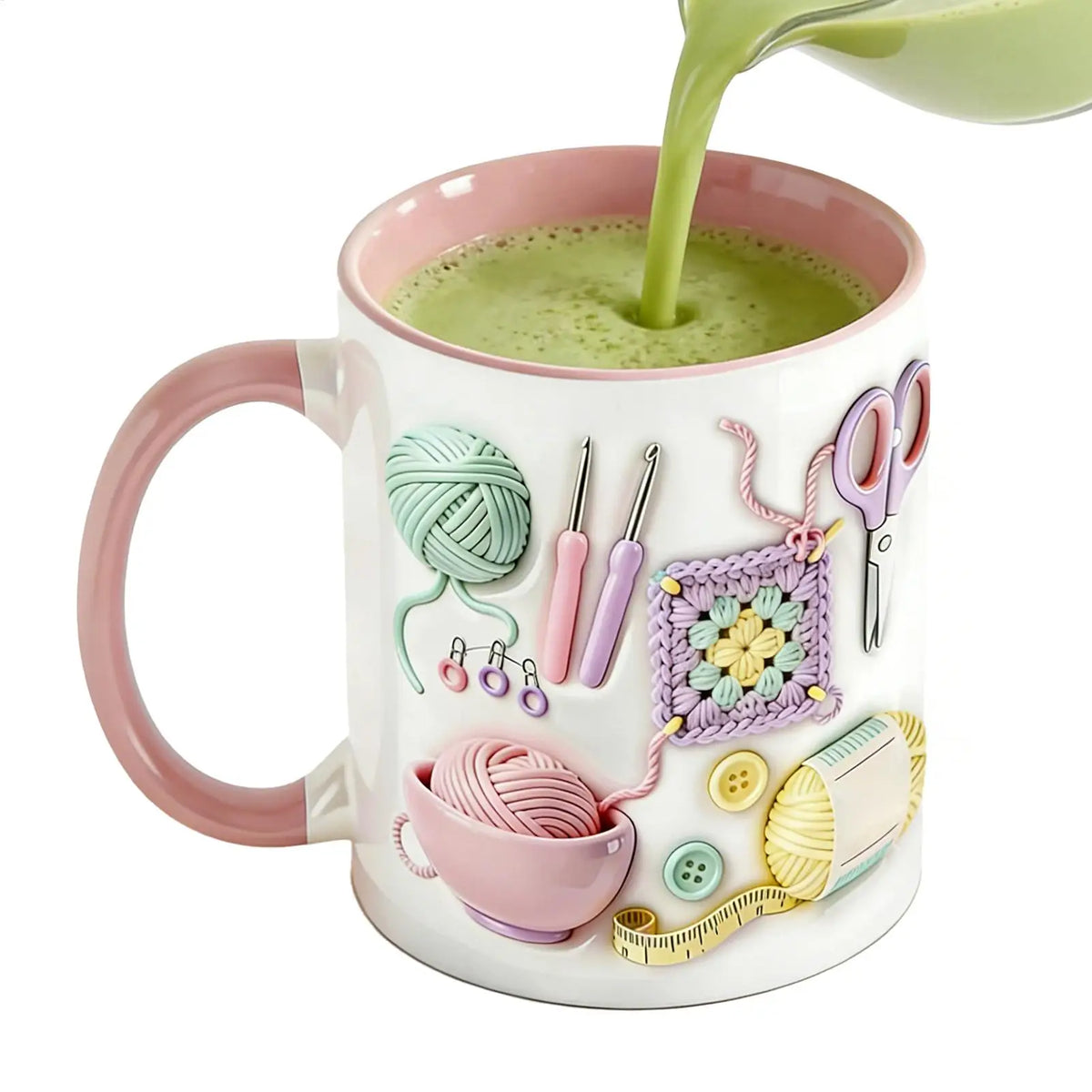 330ml Ceramic Crochet Coffee Mug | Novelty Knitting Design Novelty Coffee Mug QXL