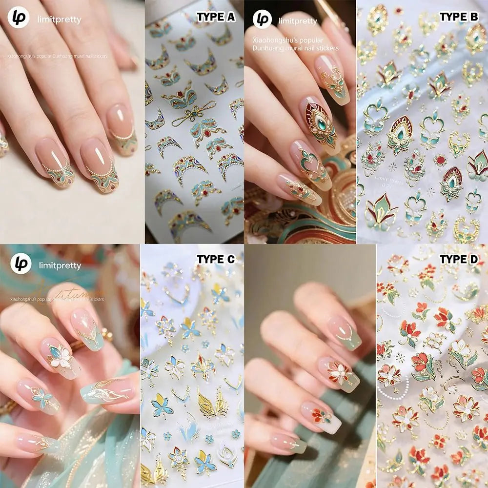5D Baroque Gemstone Nail Stickers | Luxury Palace Nail Decals Nail Art Stickers QXL