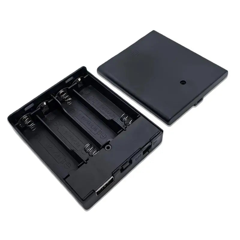 4-Slot AA Battery Holder with Power Switch & USB Port Battery Holder Case QXL 1pcs