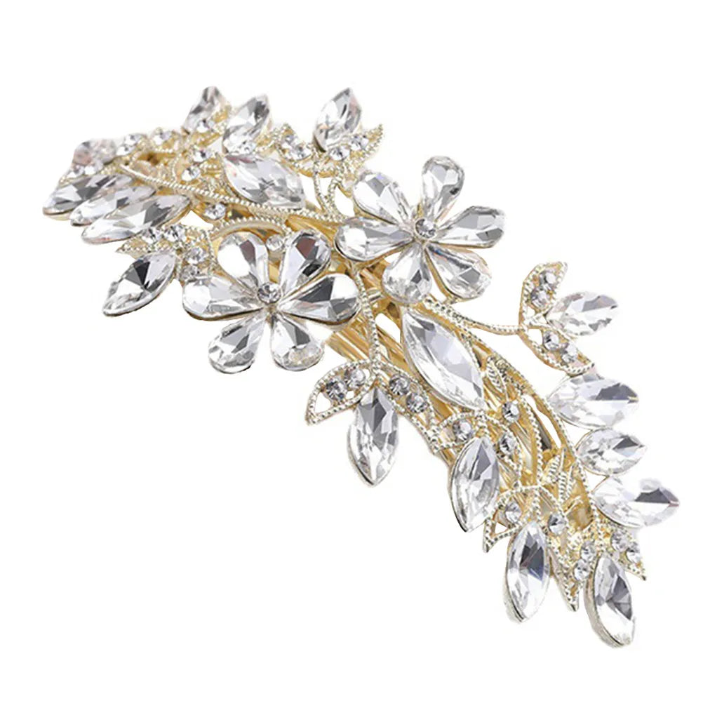 Crystal Flower Hair Clip | Rhinestone Barrette for Women Rhinestone Hair Barrette QXL