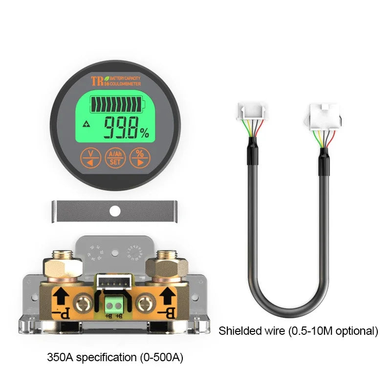 TR16 Digital Battery Capacity Monitor Voltmeter Ammeter 50A–350A Battery Capacity Monitor QXL